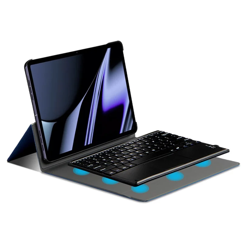 JIUYU for OPPO Pad Detachable Bluetooth-compatible Keyboard with Hinge Stand Leather Case - Blue