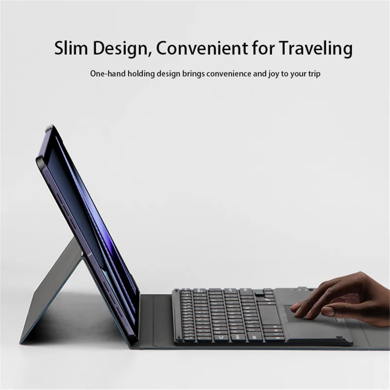 JIUYU for OPPO Pad Detachable Bluetooth-compatible Keyboard with Hinge Stand Leather Case - Blue