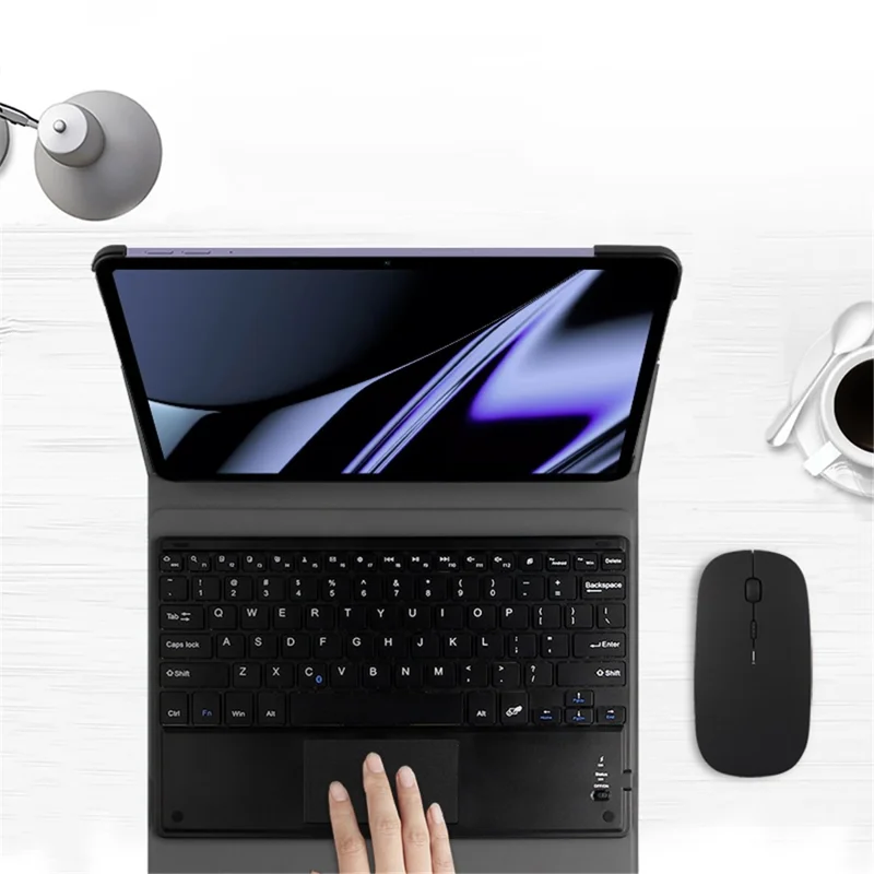 JIUYU for OPPO Pad Detachable Bluetooth-compatible Keyboard with Hinge Stand Leather Case - Blue