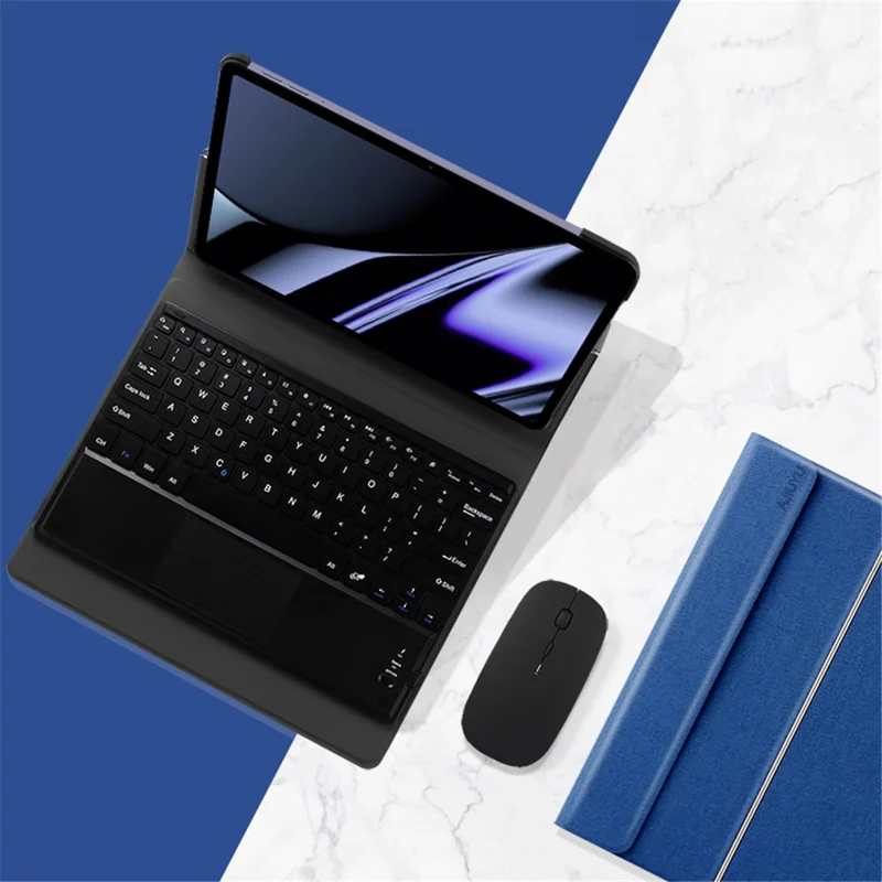 JIUYU for OPPO Pad Detachable Bluetooth-compatible Keyboard with Hinge Stand Leather Case - Blue