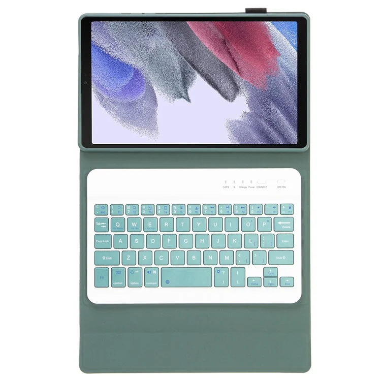 A220 for Samsung Galaxy Tab A7 Lite 8.7-inch T220 / T225 Tablet Stand Cover Leather Protective Case + Bluetooth-compatible Keyboard - Dark Green