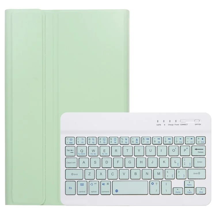 A220 for Samsung Galaxy Tab A7 Lite 8.7-inch T220/T225 Tablet Stand Cover Leather Protective Case + Bluetooth-compatible Keyboard - Light Green