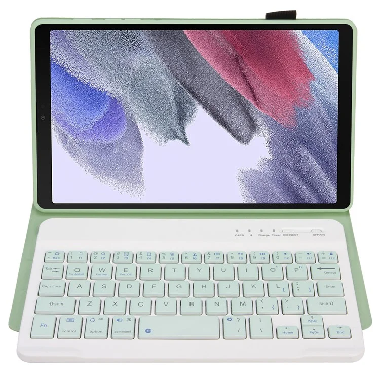 A220 for Samsung Galaxy Tab A7 Lite 8.7-inch T220/T225 Tablet Stand Cover Leather Protective Case + Bluetooth-compatible Keyboard - Light Green