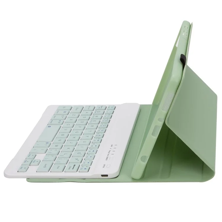 A220 for Samsung Galaxy Tab A7 Lite 8.7-inch T220/T225 Tablet Stand Cover Leather Protective Case + Bluetooth-compatible Keyboard - Light Green