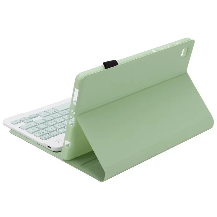 A220 for Samsung Galaxy Tab A7 Lite 8.7-inch T220/T225 Tablet Stand Cover Leather Protective Case + Bluetooth-compatible Keyboard - Light Green
