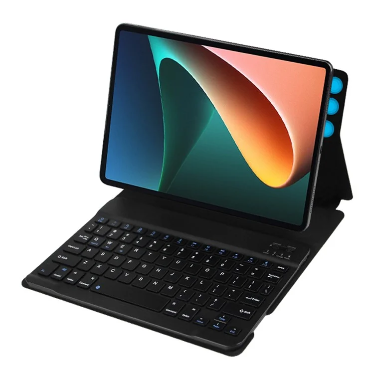 AJIUYU für Xiaomi Pad 5 / Pad 5 Pro Kabellose Bluetooth-Tastatur + Candy Color Lederhülle - Schwarz