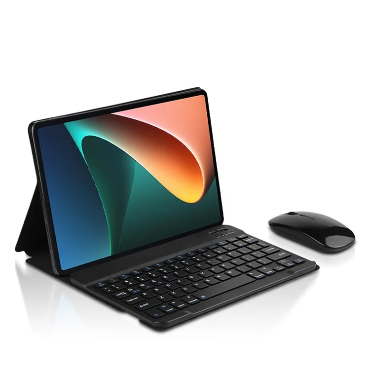 AJIUYU für Xiaomi Pad 5 / Pad 5 Pro Kabellose Bluetooth-Tastatur + Candy Color Lederhülle - Schwarz