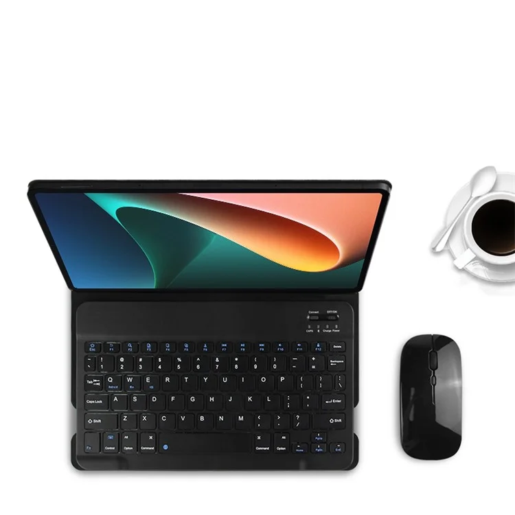 AJIUYU für Xiaomi Pad 5 / Pad 5 Pro Kabellose Bluetooth-Tastatur + Candy Color Lederhülle - Schwarz