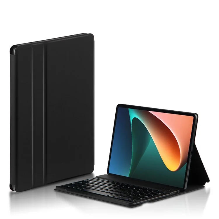 AJIUYU für Xiaomi Pad 5 / Pad 5 Pro Kabellose Bluetooth-Tastatur + Candy Color Lederhülle - Schwarz