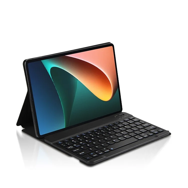 AJIUYU für Xiaomi Pad 5 / Pad 5 Pro Kabellose Bluetooth-Tastatur + Candy Color Lederhülle - Schwarz