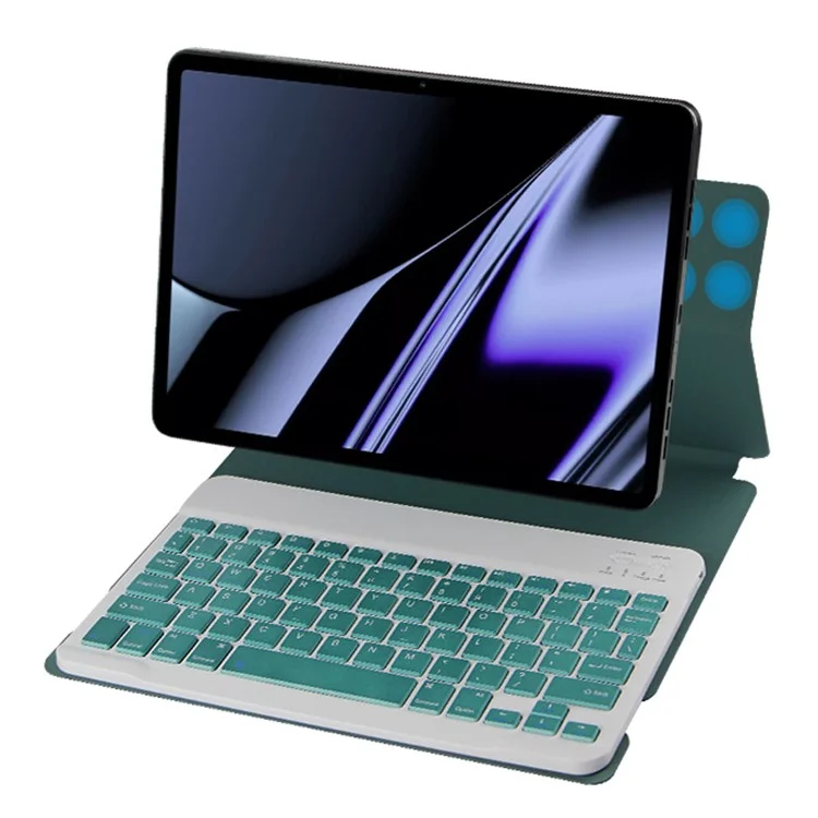 AJIUYU For OPPO Pad Wireless Bluetooth Keyboard Magnetic Absorption Detachable Leather Tablet Case Shell - Green