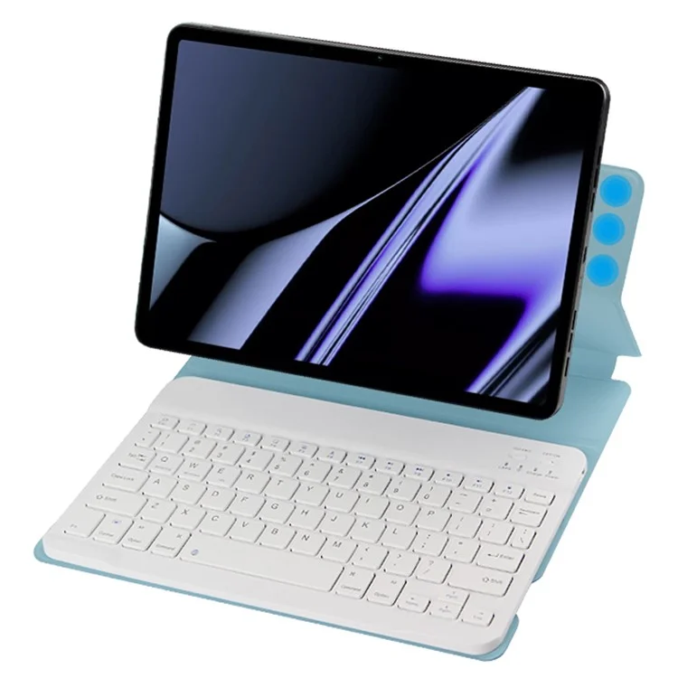 AJIUYU For OPPO Pad Wireless Bluetooth-compatible Keyboard + Candy Color Leather Case - Blue