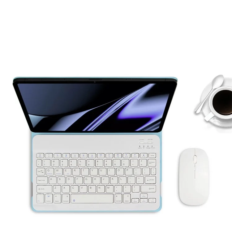 AJIUYU For OPPO Pad Wireless Bluetooth-compatible Keyboard + Candy Color Leather Case - Blue