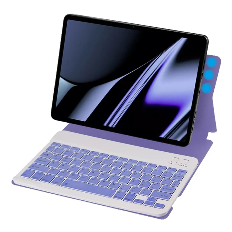 AJIUYU For OPPO Pad Wireless Bluetooth-compatible Keyboard + Candy Color Leather Case - Purple