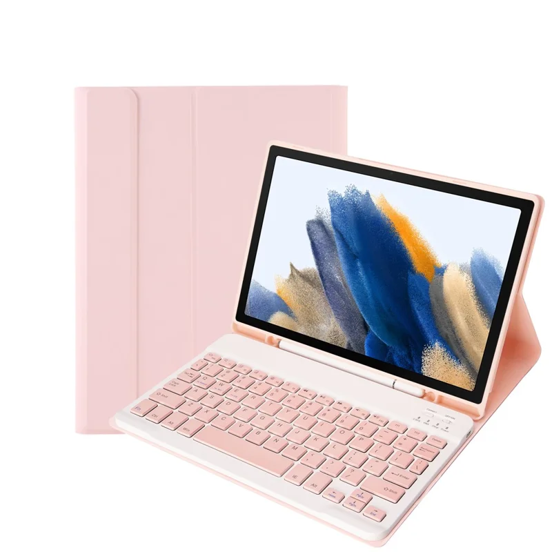 A08B Abnehmbare Bluetooth-kompatible Tastaturhülle für Samsung Galaxy Tab A8 10,5 (2021) / (2022) SM-X205 / X200 – Pink