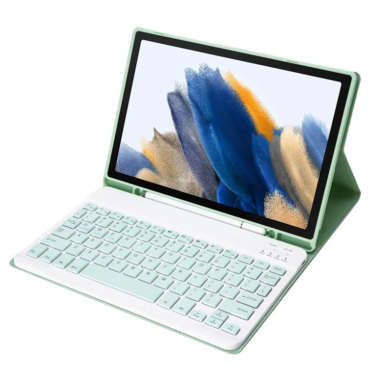 Cas de Clavier de Tablette A08B Pour Samsung Galaxy Tab A8 10.5 (2021) Sm-x205 / X200 Couverture de Couverture Avec le Clave Bluetooth Sans Wire - Vert Clair