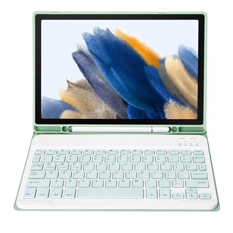 Cas de Clavier de Tablette A08B Pour Samsung Galaxy Tab A8 10.5 (2021) Sm-x205 / X200 Couverture de Couverture Avec le Clave Bluetooth Sans Wire - Vert Clair