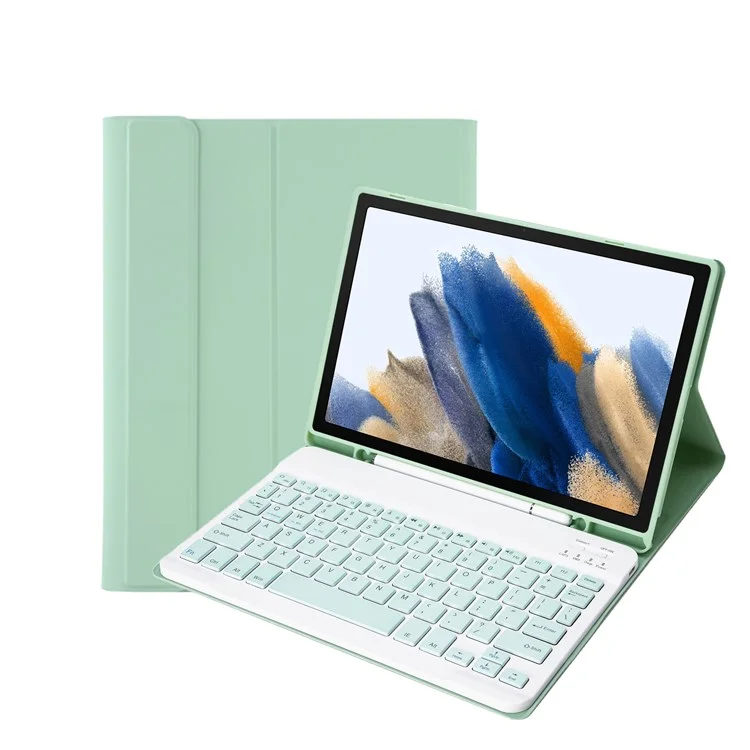 Cas de Clavier de Tablette A08B Pour Samsung Galaxy Tab A8 10.5 (2021) Sm-x205 / X200 Couverture de Couverture Avec le Clave Bluetooth Sans Wire - Vert Clair