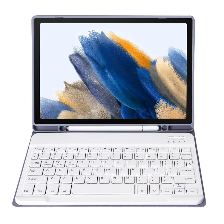 A08B Detachable Bluetooth-compatible Keyboard Case for Samsung Galaxy Tab A8 10.5 (2021) / (2022) SM-X205 / X200 - Purple