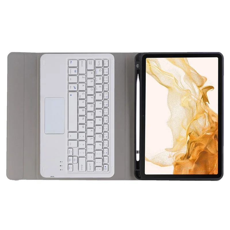 A700B-A for Samsung Galaxy Tab S8 11-inch (2021) SM-X700/X706 Leather + TPU Tablet Protective Case with Pen Slot + Touchpad Design Bluetooth-compatible Keyboard - Gold