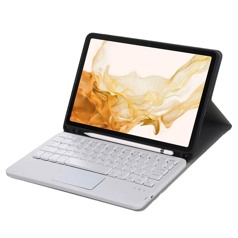 A700B-A for Samsung Galaxy Tab S8 11-inch (2021) SM-X700/X706 Leather + TPU Tablet Protective Case with Pen Slot + Touchpad Design Bluetooth-compatible Keyboard - Gold