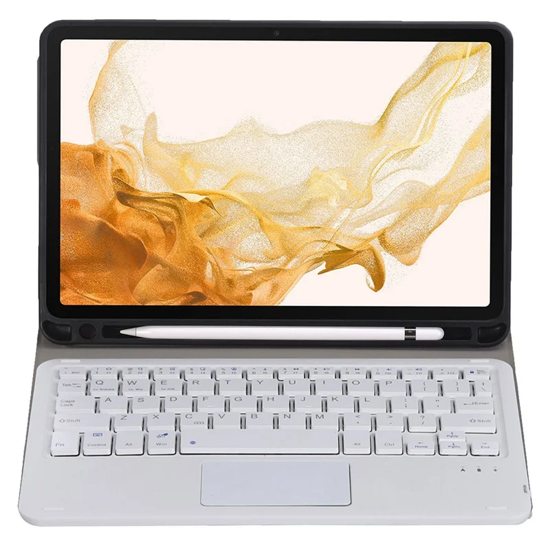 A700B-A for Samsung Galaxy Tab S8 11-inch (2021) SM-X700/X706 Leather + TPU Tablet Protective Case with Pen Slot + Touchpad Design Bluetooth-compatible Keyboard - Gold