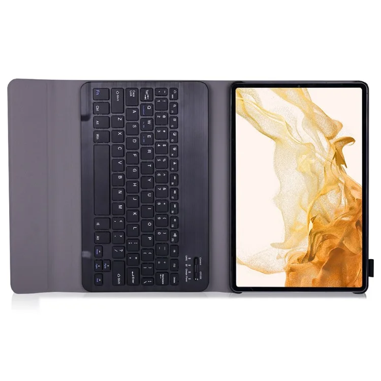 A700 per Samsung Galaxy Tab S8 (2021) SM-X700 / X706 Custodia protettiva in pelle ultrasottile con supporto + Tastiera Bluetooth - Nero