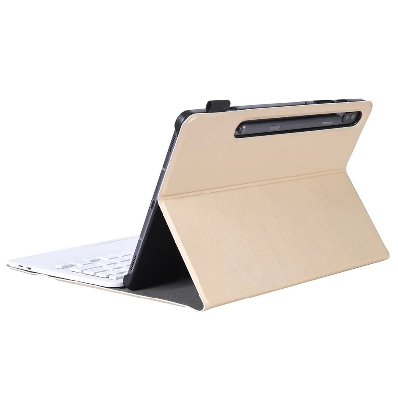 A700-A for Samsung Galaxy Tab S8 (2021) SM-X700/X706 Ultra Thin Leather Tablet Protective Cover + Bluetooth-compatible Keyboard with Touchpad - Gold