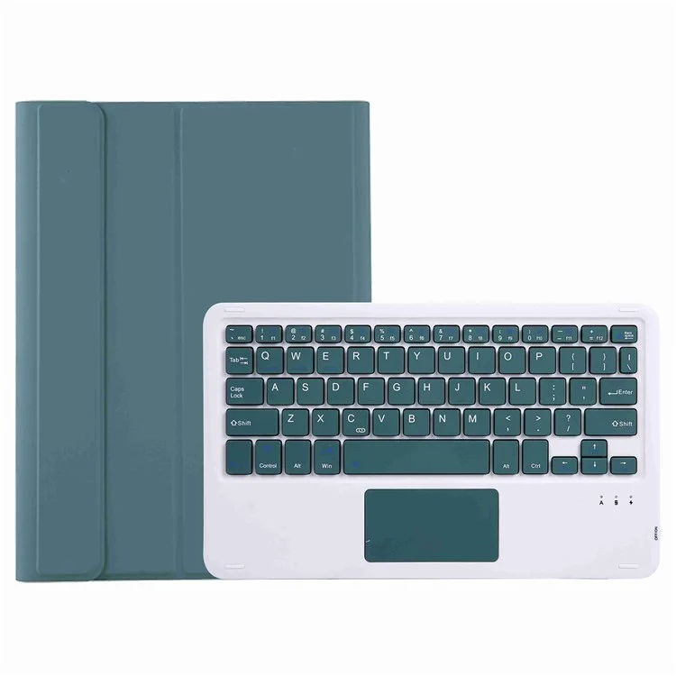 A08-A Leather Case Bluetooth-compatible Keyboard with Touchpad for Samsung Galaxy Tab A8 10.5 (2021) / (2022) SM-X205 / X200 - Dark Green