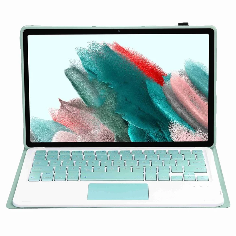 A08-A Leather Case Bluetooth-compatible Keyboard with Touchpad for Samsung Galaxy Tab A8 10.5 (2021) / (2022) SM-X205 / X200 - Light Green