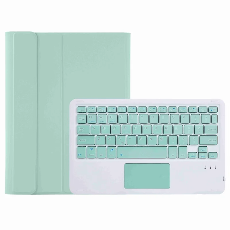 A08-A Leather Case Bluetooth-compatible Keyboard with Touchpad for Samsung Galaxy Tab A8 10.5 (2021) / (2022) SM-X205 / X200 - Light Green