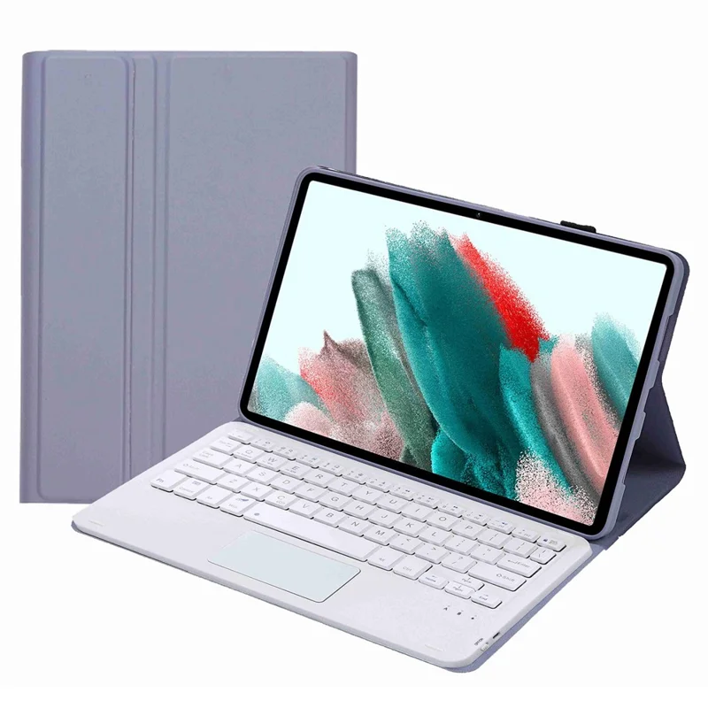 A08-A Ledertasche Bluetooth-kompatibles Tastatur mit Touchpad für Samsung Galaxy Tab A8 10.5 (2021) / (2022) SM-X205 / X200 - Lila