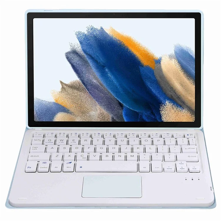 A08-A Leather Case Bluetooth-compatible Keyboard with Touchpad for Samsung Galaxy Tab A8 10.5 (2021) / (2022) SM-X205 / X200 - Baby Blue