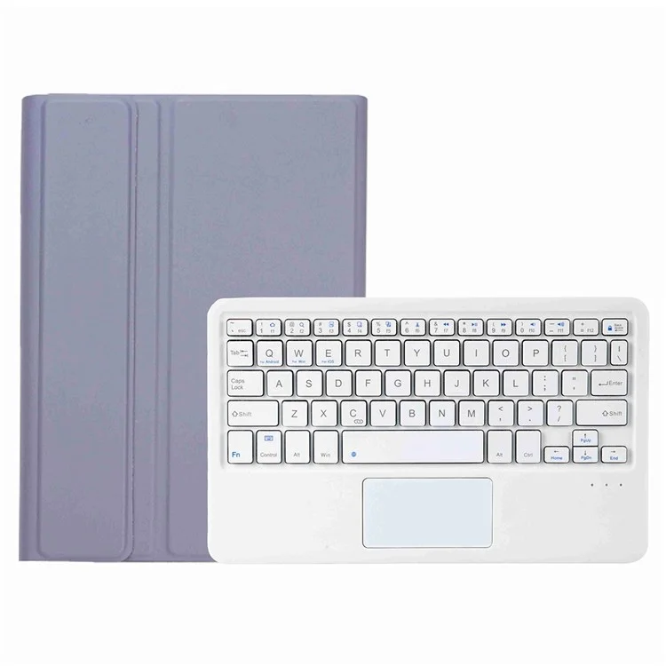 A08B-A Leather Case Bluetooth-compatible Keyboard with Touchpad Pen Slot Design for Samsung Galaxy Tab A8 10.5 (2021) / (2022) SM-X205 / X200 - Purple