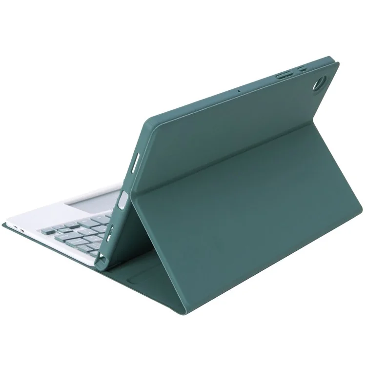 A08B-A Leather Case Bluetooth-compatible Keyboard with Touchpad Pen Slot Design for Samsung Galaxy Tab A8 10.5 (2021) / (2022) SM-X205 / X200 - Dark Green