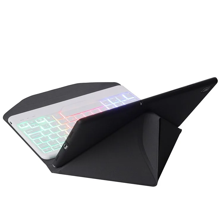 BM20S For Lenovo Tab M10 Plus (3rd Gen) Bluetooth-Compatible Keyboard Leather Protective Case Cover with Triangle Stand Backlight - Black / White