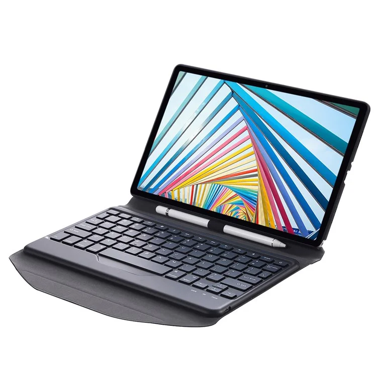 BM20 Für Lenovo Tab M10 Plus (Gen 3) TB-125FU Leder Schutzcase + Bluetooth-Tastatur mit Dreiecksständer und integriertem Stiftfach - Schwarz