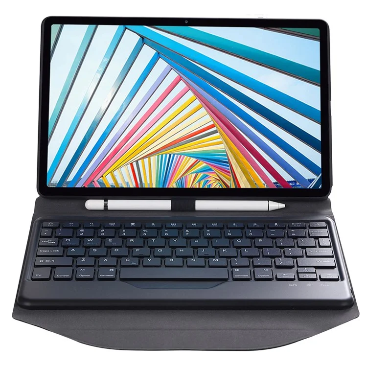 BM20 Für Lenovo Tab M10 Plus (Gen 3) TB-125FU Leder Schutzcase + Bluetooth-Tastatur mit Dreiecksständer und integriertem Stiftfach - Schwarz
