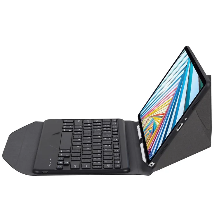 BM20 Für Lenovo Tab M10 Plus (Gen 3) TB-125FU Leder Schutzcase + Bluetooth-Tastatur mit Dreiecksständer und integriertem Stiftfach - Schwarz