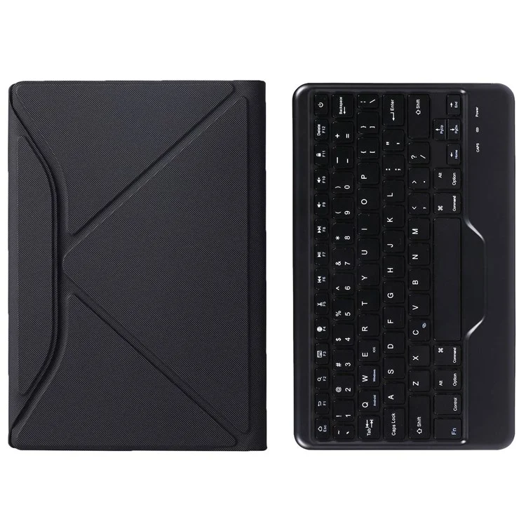 B0N5S Bluetooth Keyboard Case for Lenovo Tab M10 Plus (Gen 3) TB-125FU Wireless Keyboard Tablet Leather Cover with Triangle Stand / Pen Slot - Black / Black