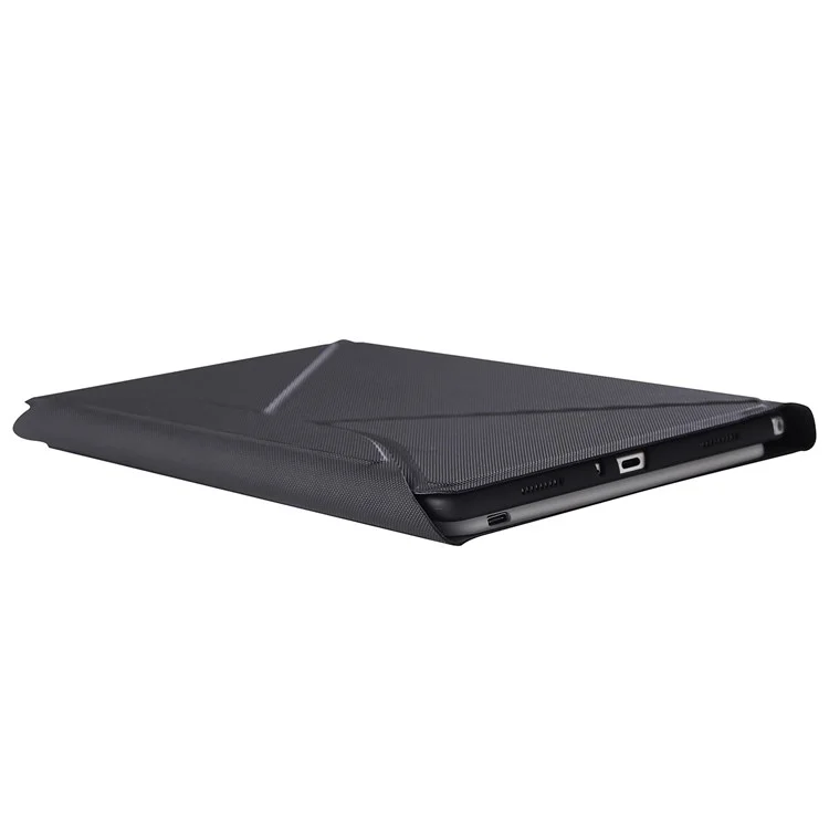 B0N5S Bluetooth-Compatible Keyboard Case for Lenovo Tab M10 Plus (3rd Gen) TB-125FU Leather Cover with Triangle Stand / Pen Slot - Black / Black
