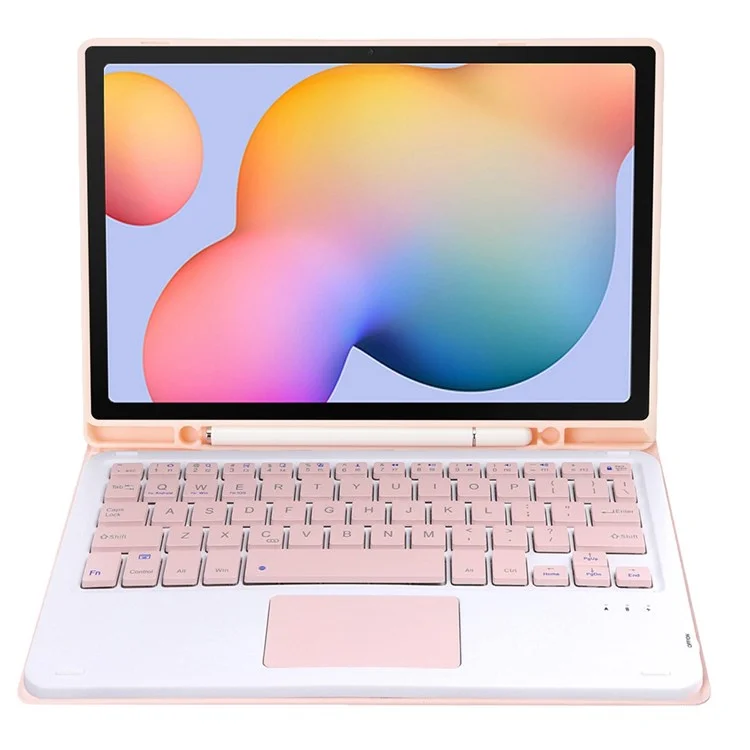 A610B-A for Samsung Galaxy Tab S6 Lite (2020) P615 P610 / (2022) / (2024) Leather Bluetooth-compatible Keyboard Cover Case Set with Touch Pad - Pink