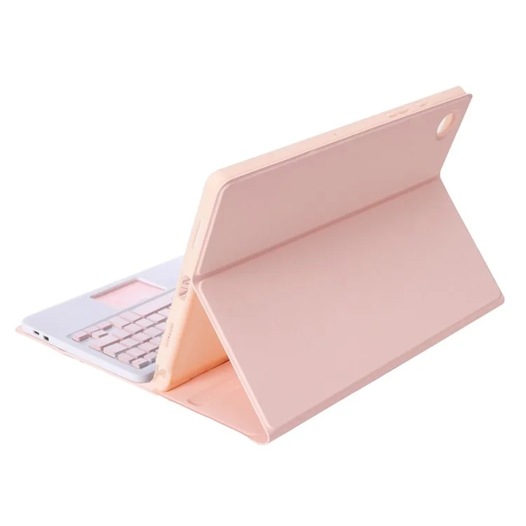 A610B-A for Samsung Galaxy Tab S6 Lite (2020) P615 P610 / (2022) / (2024) Leather Bluetooth-compatible Keyboard Cover Case Set with Touch Pad - Pink