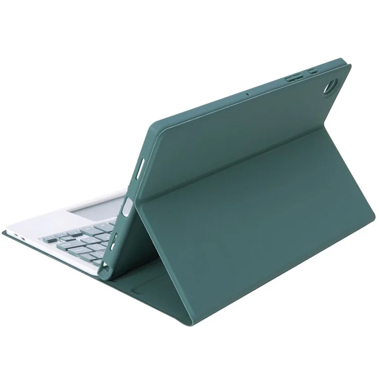 A610B-A for Samsung Galaxy Tab S6 Lite (2020) P615 P610 / (2022) / (2024) Leather Bluetooth-compatible Keyboard Cover Case Set with Touch Pad - Dark Green
