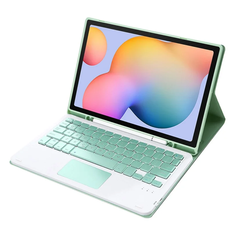 A610B-A pour Samsung Galaxy Tab S6 Lite (2020) P615 P610 / (2022) / (2024) Housse-clavier avec clavier Bluetooth compatible en cuir avec pavé tactile - Vert clair