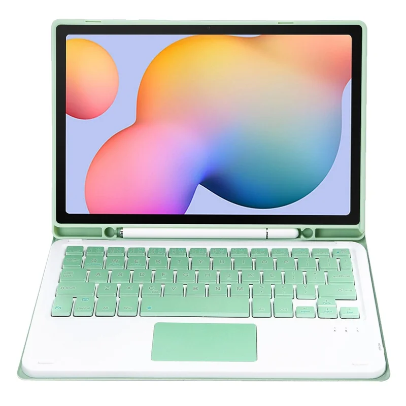 A610B-A pour Samsung Galaxy Tab S6 Lite (2020) P615 P610 / (2022) / (2024) Housse-clavier avec clavier Bluetooth compatible en cuir avec pavé tactile - Vert clair