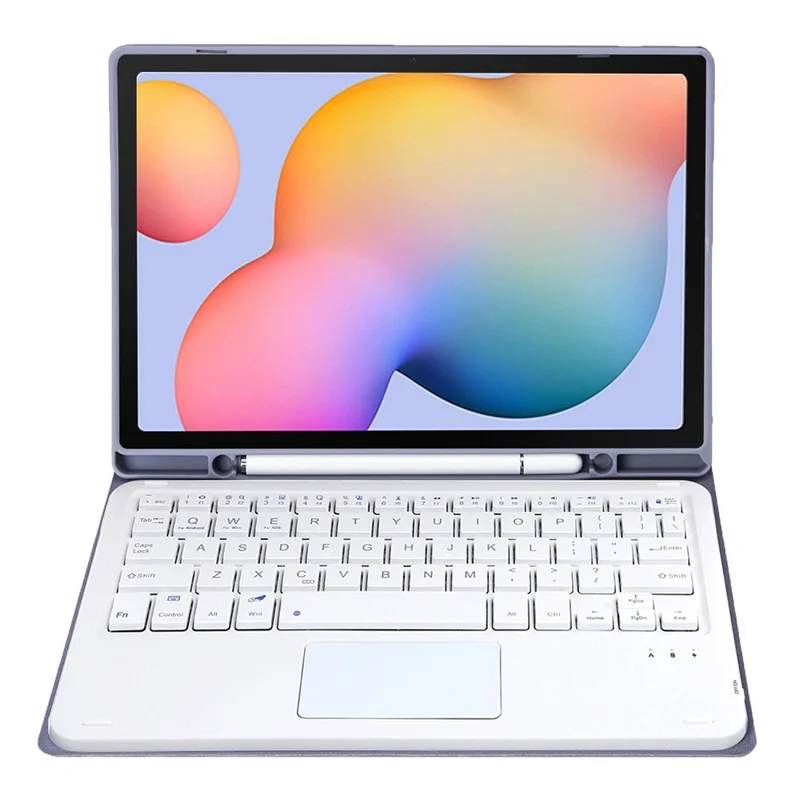 A610B-A for Samsung Galaxy Tab S6 Lite (2020) P615 P610 / (2022) / (2024) Leather Bluetooth-compatible Keyboard Cover Case Set with Touch Pad - Purple