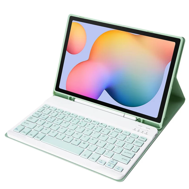 A610B Keyboard Cover for Samsung Galaxy Tab S6 Lite (2020) P615 P610 / (2022) / (2024) Bluetooth-compatible Keyboard Leather Case Set - Light Green