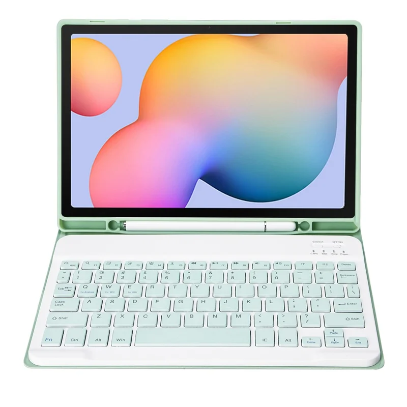 A610B Keyboard Cover for Samsung Galaxy Tab S6 Lite (2020) P615 P610 / (2022) / (2024) Bluetooth-compatible Keyboard Leather Case Set - Light Green
