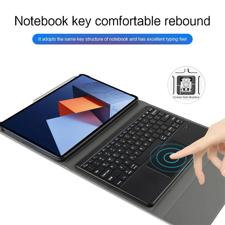 Jiuyu Para Huawei MateBook E (2022) Case de Teclado de Negocios PU Cuero Case Bluetooth Wireless Keyboard Con Panel Táctil - Gris